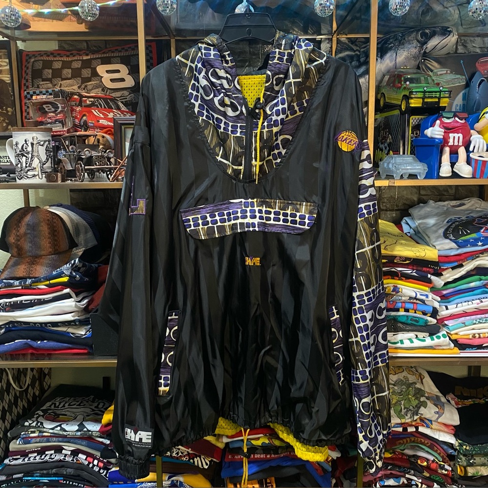 Vintage 90s LA Lakers Pullover Windbreaker Two Hype by Salem Sportswear XL Rare